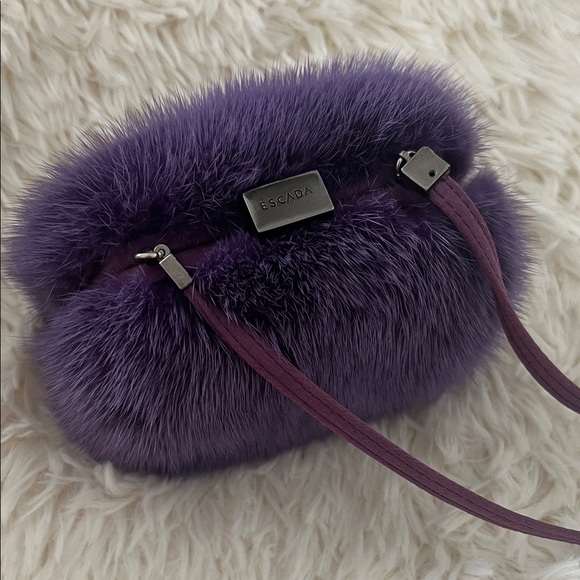 Escada Handbags - Escada Violet mini mink Fur Shoulder Bag